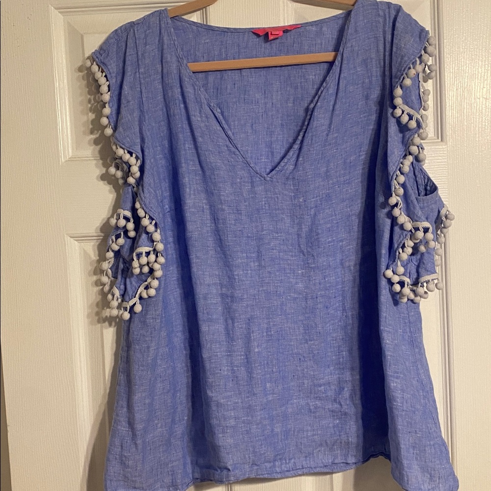 Lilly Pulitzer Blue Top with Pink Label